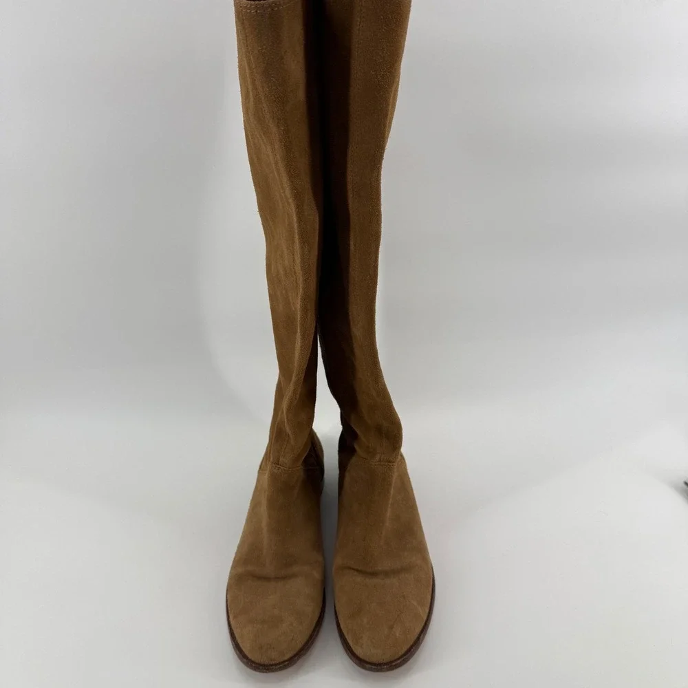 Gianni Bini Love It Knee Length Suede Boots Womens 8 M Brown Flat Pull On Casual